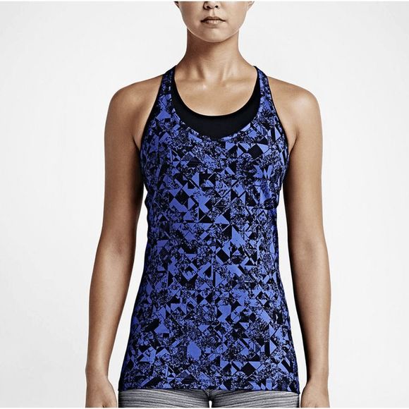 NEW Women’s Small NIKE Get Fit Jewel Training Tank Top Shirt Blue 683273-480 - Picture 4 of 6